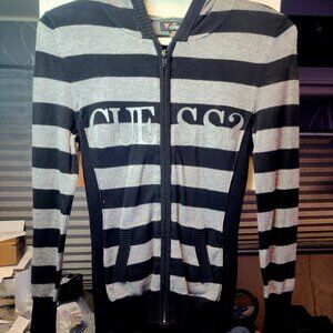 Guess Silver & Black Stripe Hoodie